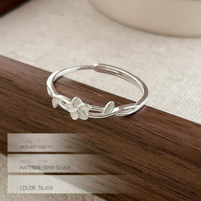 Серебряное кольцо S999 2025 года Новое Кольцо с Цветком-Раной Женское Простое Изысканное Нишевое Однотонное Серебряное Кольцо
