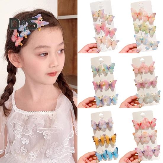 6Pcs Butterflies Decor Hair Clip Rhinestone Embellished Girl Princess Hair Pin Animal Shape Hair Pin Hair Accessories