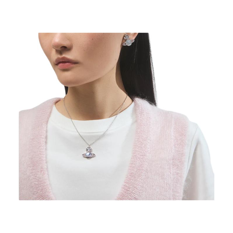 VIVIENNE WESTWOOD Серьги Rina Star Cloud Saturn с позолотой Женские серьги Розово-Фиолетовый-Алмазный Серебряный 6201036D-02P618