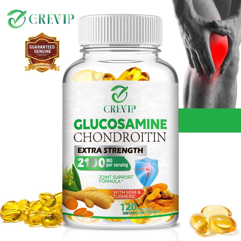 GREVIP Glucosamine Chondroitin Capsules, Joint Support Supplement, Antioxidant Benefits, Relieves Back and Hand Pain