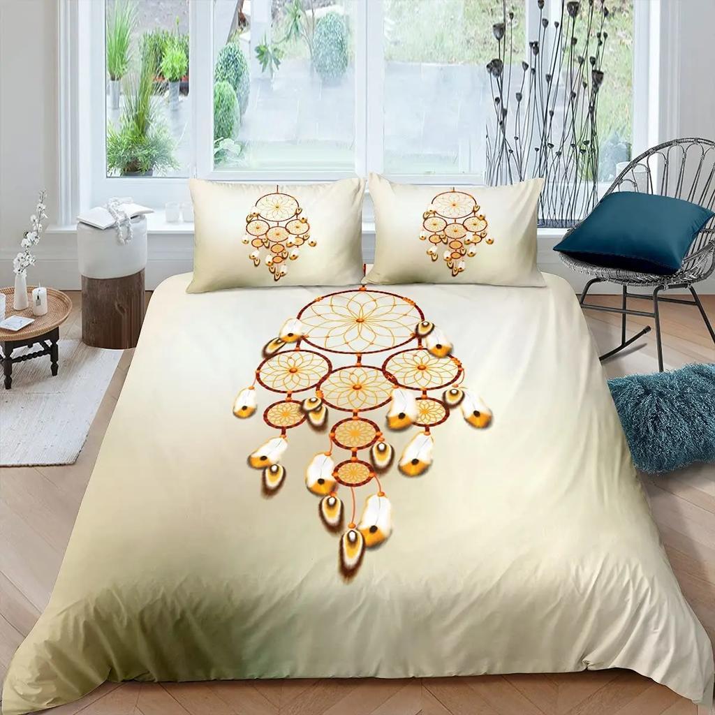 Dream Catcher Duvet Cover Dream Catcher Galaxy Bedding Set Boho Feather Comforter Cover Indian Tribal Soft Polyester Quilt Cover
