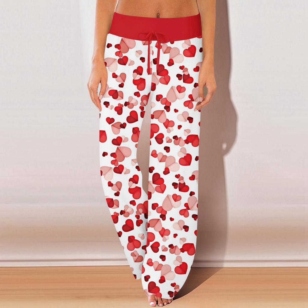 Женские пижамные штаны, одежда для сна, повседневные брюки с эластичной резинкой на талии, удобные прямые свободные брюки для йоги