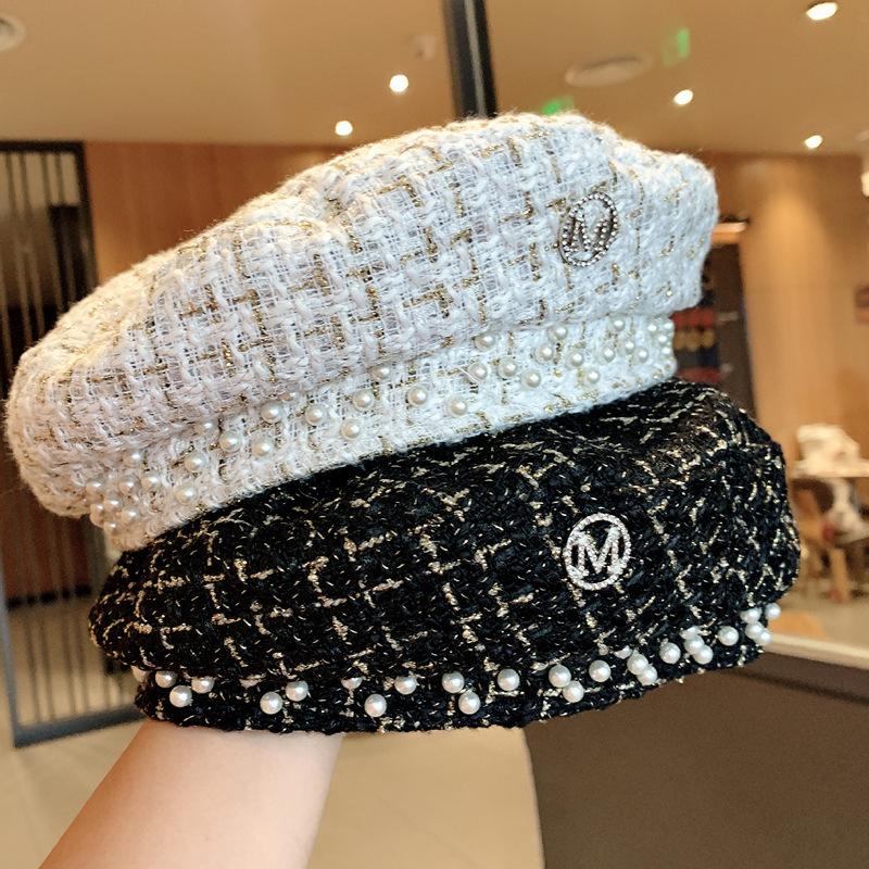 Beret Hat Women's All-matching Autumn-winter Plaid Vintage Painter Newsboy Hat