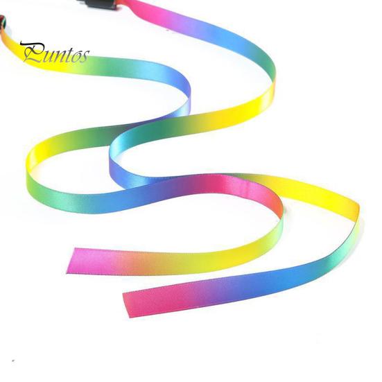 2Pcs Cat Stick Interactive Toy Double-Sided Rainbow Webbing Tease Scratch-Resistant Bite-resistant Entertaining Cat
