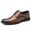 2025 New Designer Pointed Wedding Shoes for Men Solid Color Fashion Casual Leather Shoes Male Lace Brown Business Derby Shoe Man