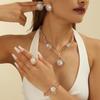 Shiny Women Necklace Set Hollow Design Earrings Temperament Necklaces Bracelets Ring Sets Bridal