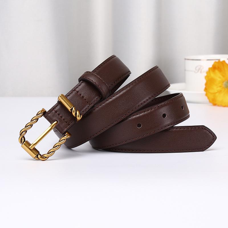 2.4Cm Wide Light Luxury Fashion High Sense Women'S Belt Simple Versatile Pin Buckle Casual Jeans Belt Women'S