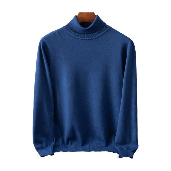 Осень-зима мужской свитер с высоким воротником, толстый эластичный трикотаж с длинными рукавами, теплый однотонный трикотаж, свободный повседневный деловой свитер