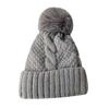 Unisex Winter Beanie Knitted Thick Folded Brim Solid Color Stretchy Pom-Pom Hat Ear Protection Piled Hat Windproof Cold Weather Warm Headgear