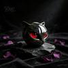 Whimsical Animal Figurine Spherical Black Cat Head Ornament, Resin Gothic Style Sculpture with Colorful Eye Stone Ornament Eyes for Halloween Tabletop
