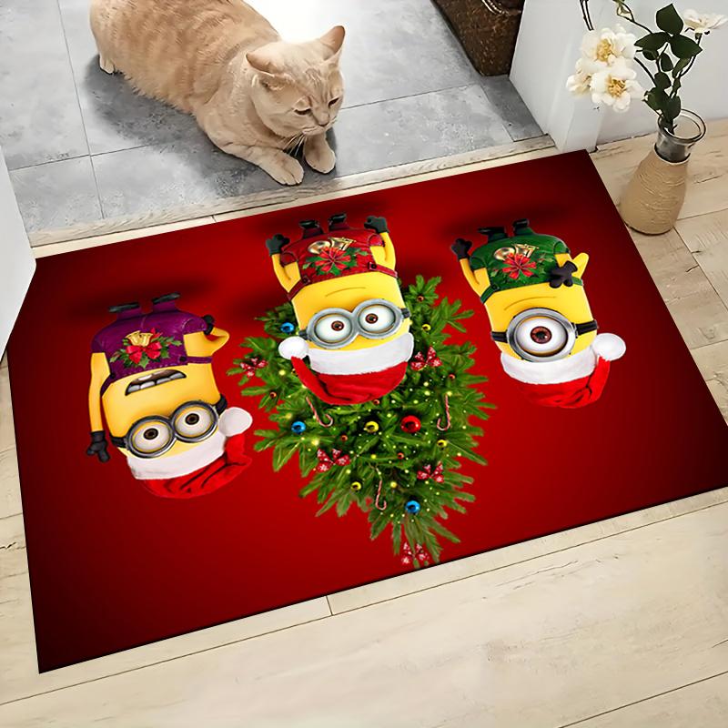 1Pc Christmas Minions Snowscape Carpet Rug Soft Washable Antislip Home Living Room Sofa Mats Personalized Christmas Rug