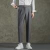 Men's Casual Loose Fit High-Waist Suit Pants - Spring & Autumn, Italian-Style, Nine-Point Length