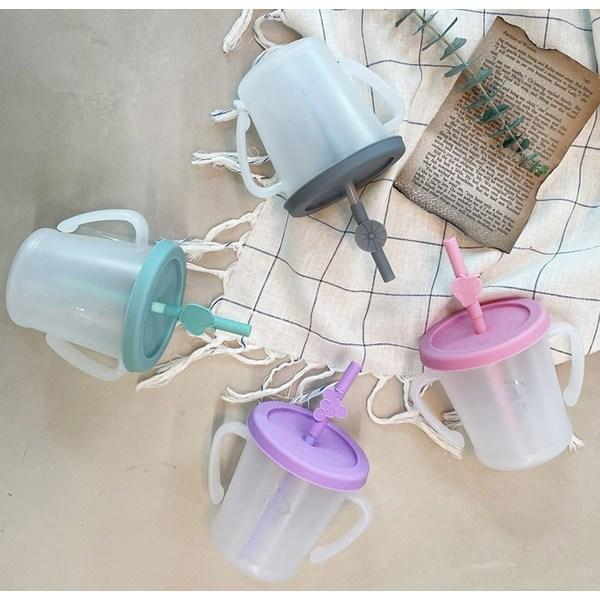 Agafura New Magic Straw Cup for Infants 300ml + Magic Straw Cup S 300ml Set, Pink, 1 Set