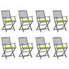 Day and Night - Day and Night Folding Garden Chairs 8 Units and Cushions Solid Acacia Wood
