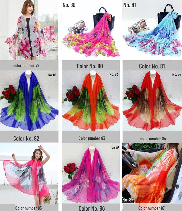 Women's Chiffon Scarf - Lightweight, Printed Sun Protection for Spring, Summer, Fall - Versatile Beach Shawl