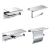 Punch-Free Stainless Steel Bathroom Tissue Holder with Phone Shelf