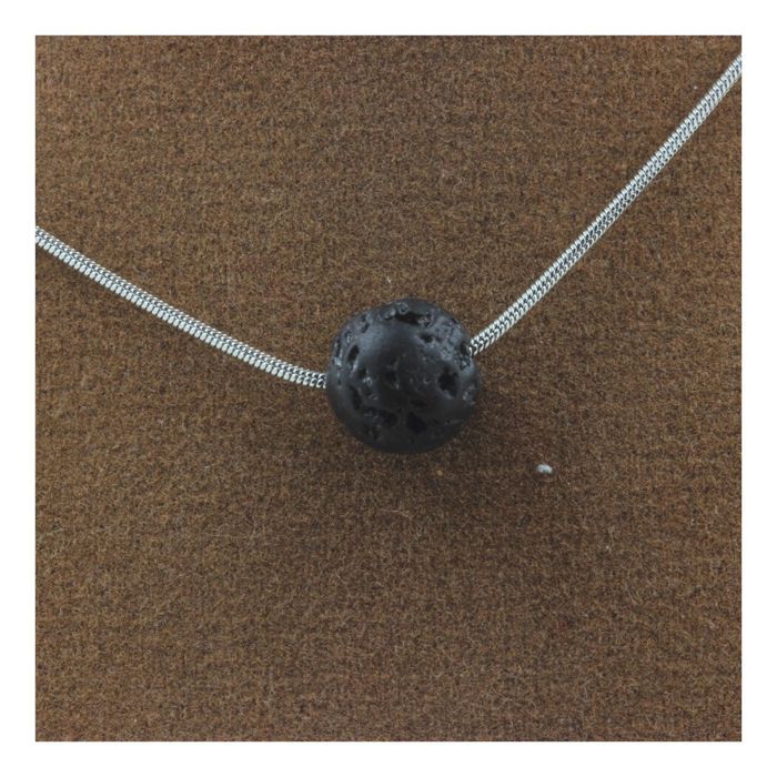 Stones and Minerals. Necklace 1 Lava Bead 8 Mm Stainless Steel Chain.