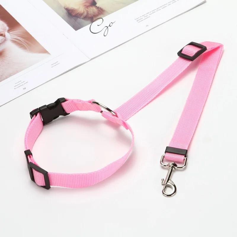 Solid 2-in-1 Pet Car Seat Belt Lead Leash BackSeat Safety Adjustable Harness for Kitten Dogs Collar Accessories Baby Car Seat