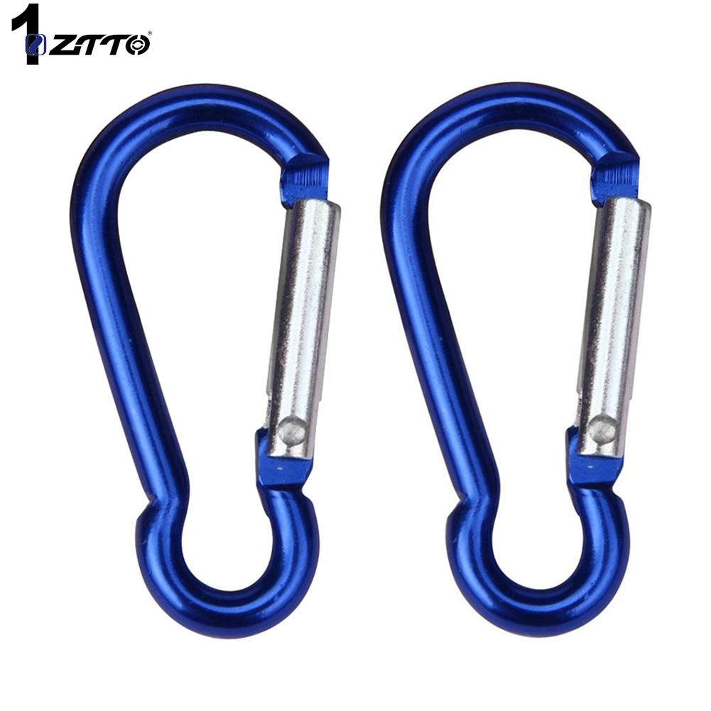 ZTTO 2Pcs Aluminum Alloy D Shaped Carabiner Spring Snap Clip Hooks Climbing Keychains