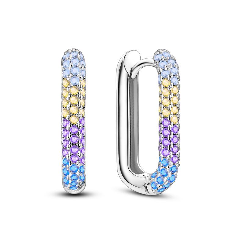 Серьги-кольца из серебра 925 пробы U-образной формы для женщин, красочные серьги с фианитом розового золота, минималистичные U-серьги для свадьбы, вечеринки, роскошные ювелирные изделия, подарок