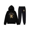 Mens Hooded Sweatshirt With Gothic Arc Letter Print Fleece-Lined Casual Pullover