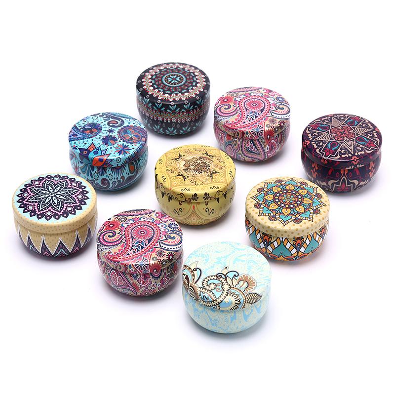 1 Pcs Retro Floral Tin Can Tea Storage Box Candy Gift Case