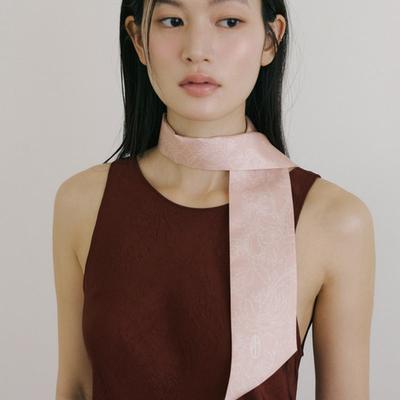 AVVINA PELLE Bouquet Long Twilly Silk Scarf - Pink