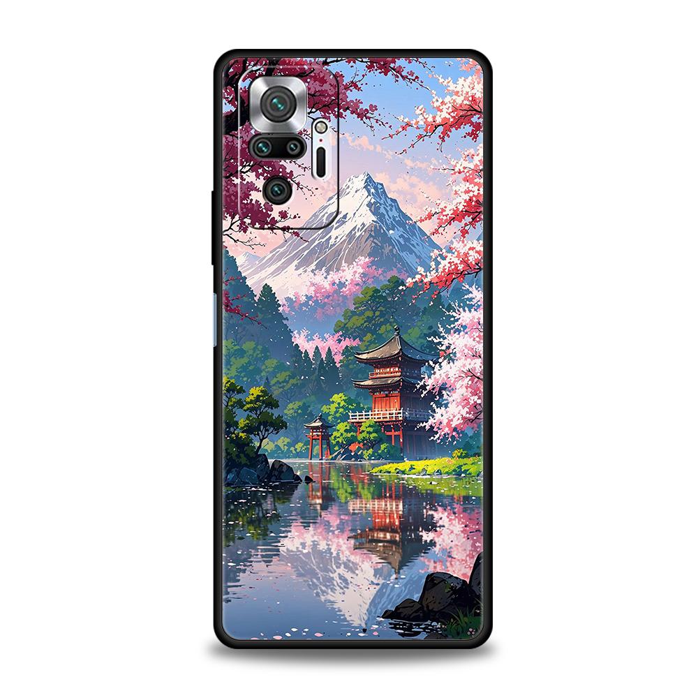 Чехол для телефона с изображением японского аниме-пейзажа для Xiaomi Redmi Note 14 13 12 10 11 Pro Plus 14C 13C 12C 10C 9C 5G Мягкий чехол из ТПУ