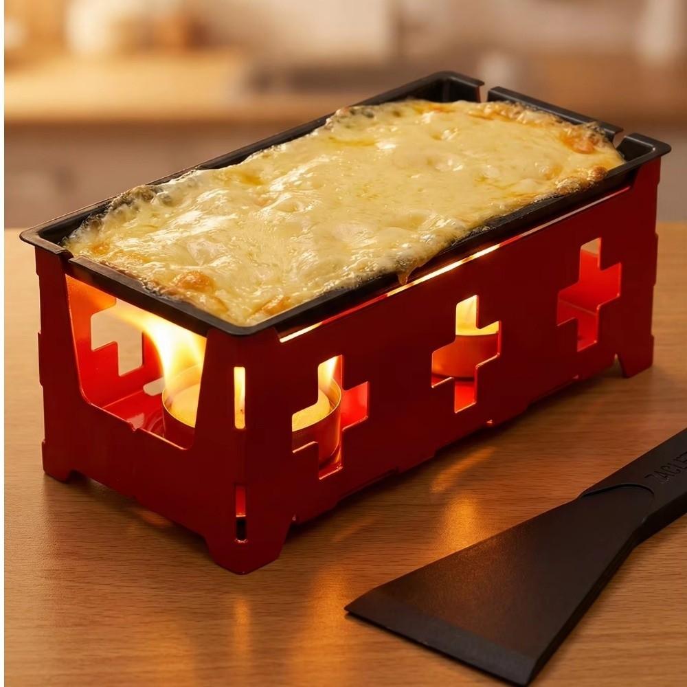 Wooden Handle Cheese Melter Pan Stainless Steel Cheese Fondue Set Non-Stick Cheese Pan Camping