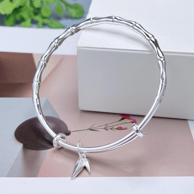 Zuyin 999 Pure Silver Bamboo Bracelet for Women Pure Silver Youth Personalized Bamboo News Safe Pattern Solid Push Pull Bracelet
