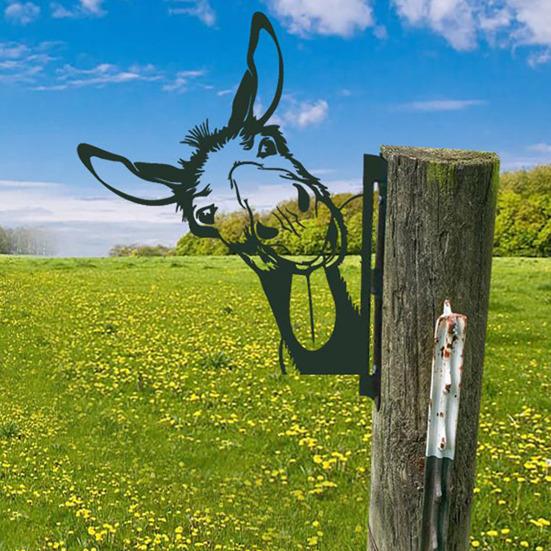 Peek-a-Boo Animal Metal Sign Rustic Animal Silhouette Garden Sign Peeping Animal Sign