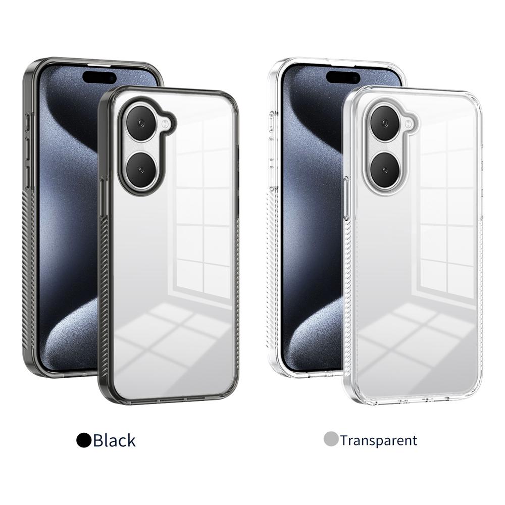 KEYSION Transparent Phone Case for VIVO Y03 Y03t Soft TPU+PC Anti-slip HD Clear Shockproof Phone Back Cover for VIVO Y18 Y28s 5G