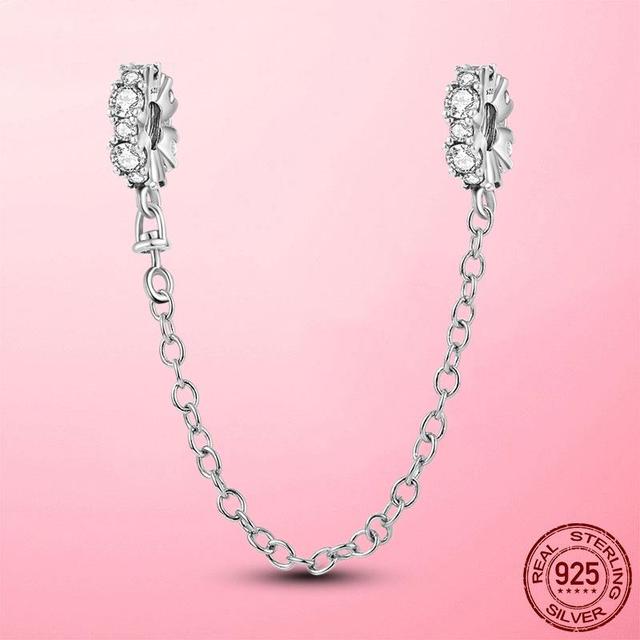 Бусины из стерлингового серебра 925 пробы, классическая защитная цепочка, стопорный зажим, подвеска, подходит для оригинального модного браслета, серебро 925 пробы, изготовление ювелирных изделий, подарок