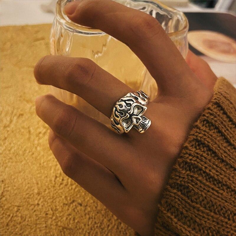 iF ME Винтажные готические кольца с черепом и цветком в форме сердца для женщин, кольца в стиле хип-хоп, панк, серебряного цвета, кольцо на палец с ангелом-лягушкой и бабочкой, ювелирные изделия