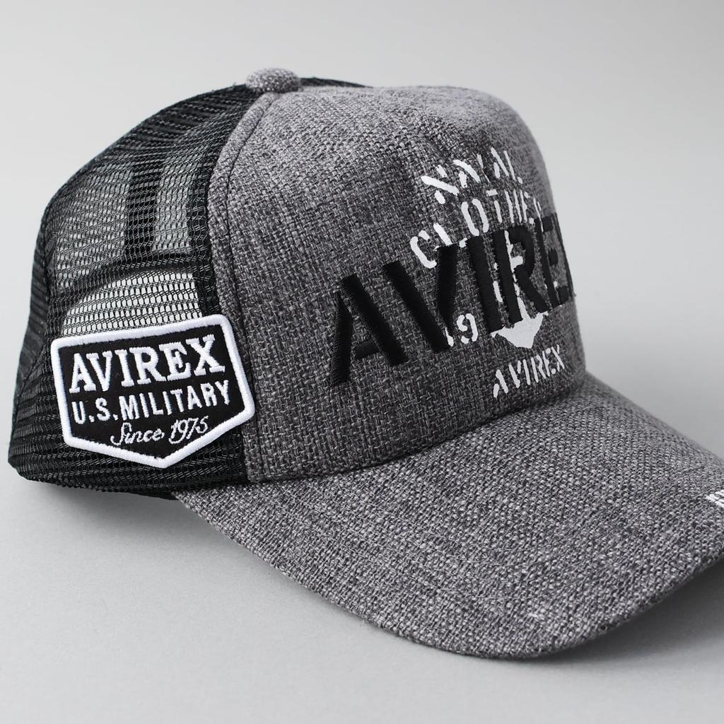 Avirex Standard Military Mesh Jute Deep American Casual Baseball Cap with JUTE Size F Cap, Denim, Men's, Black, Fit, Spring/Summer, Oversized, Logo,