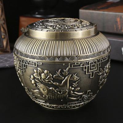 Банка для чая, банка для чая, коробка для чая, маленькая банка, высококачественная модная большая герметичная банка из сплава с двойной крышкой, классическая металлическая бронзовая банка.