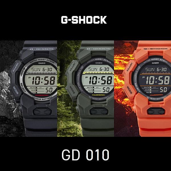 Casio Мужские часы G-SHOCK GD-010-4JF [G-SHOCK 10-YEAR BATTERY SERIES] Круглые часы Orange Digital
