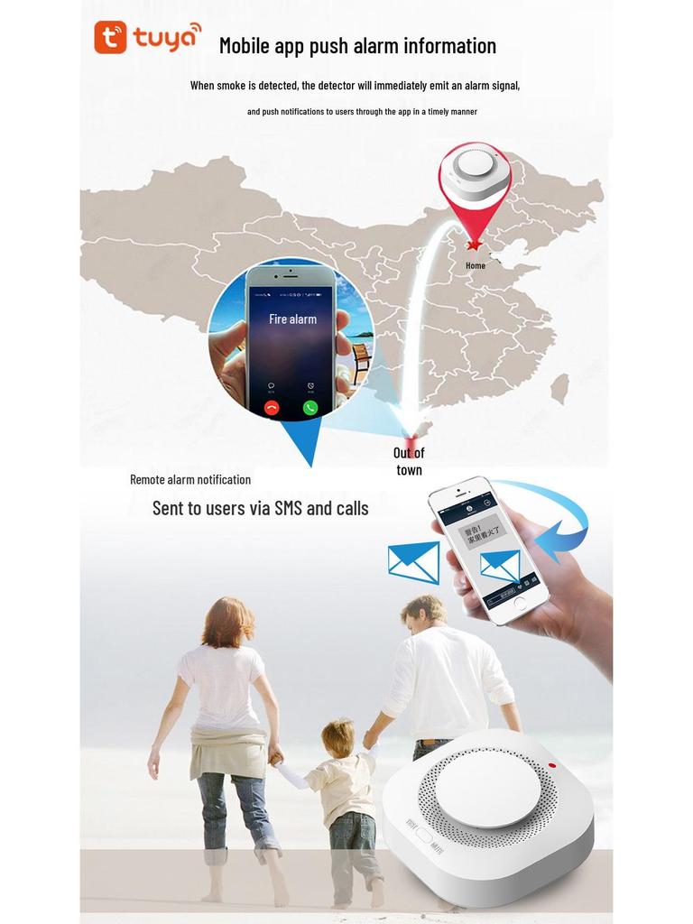 Tuya Smart WiFi Smoke Detector EN14604 Certified - Mobile Remote Smoke Alarm