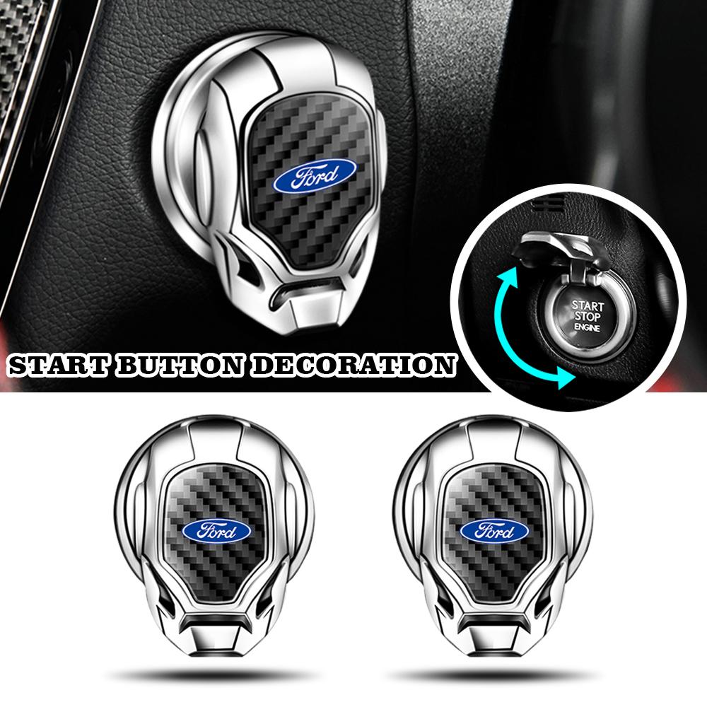 Car One-Click Start Buttons Protective Cover Emblem Decoration For Ford Fiesta Ranger Mondeo Fusion Escape Kuga Focus Mustang CVX1
