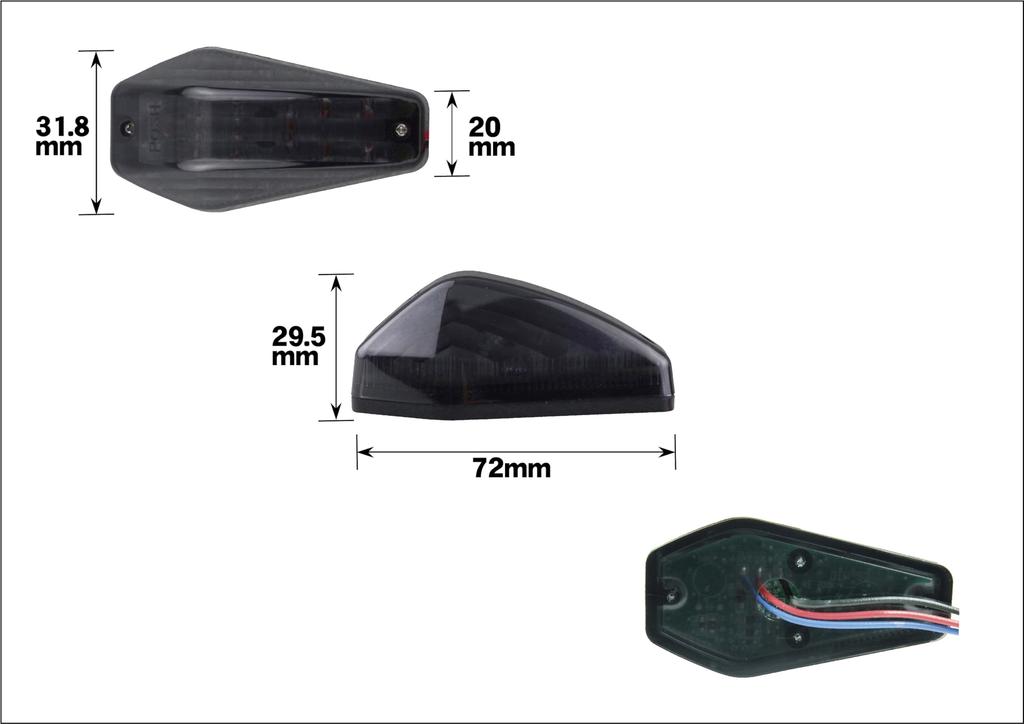 POSH FAITH Motorcycle Accessories Aero LED Turn Stream Type Double Smoke 097403 Stick-On Signals, (2-Pack), Specifications, Lens,