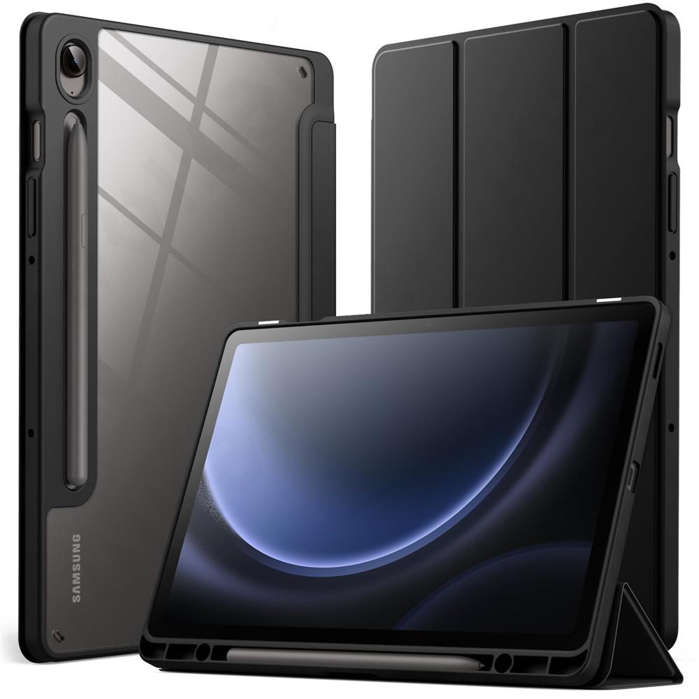 Чехол для Samsung Galaxy Tab S10 FE / S9 FE 10,9 дюйма, тонкий, полупрозрачная задняя панель, подставка с тройным сложением, зарядка стилуса, автоматическое пробуждение/сон