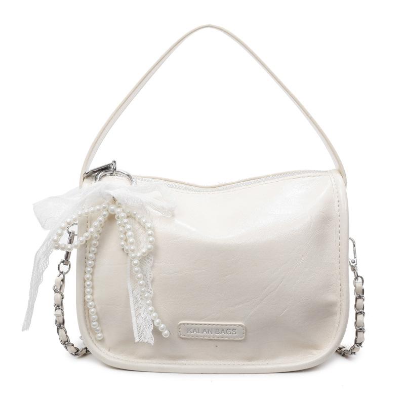 Niche high-end commuting soft leather portable pillow bag fashionable versatile casual style chain messenger bag