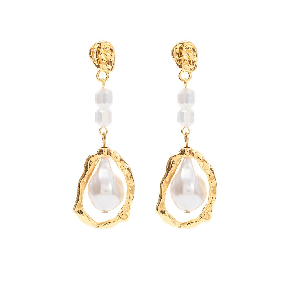 Корейские серьги-капли ручной работы из цинкового сплава с искусственным жемчугом