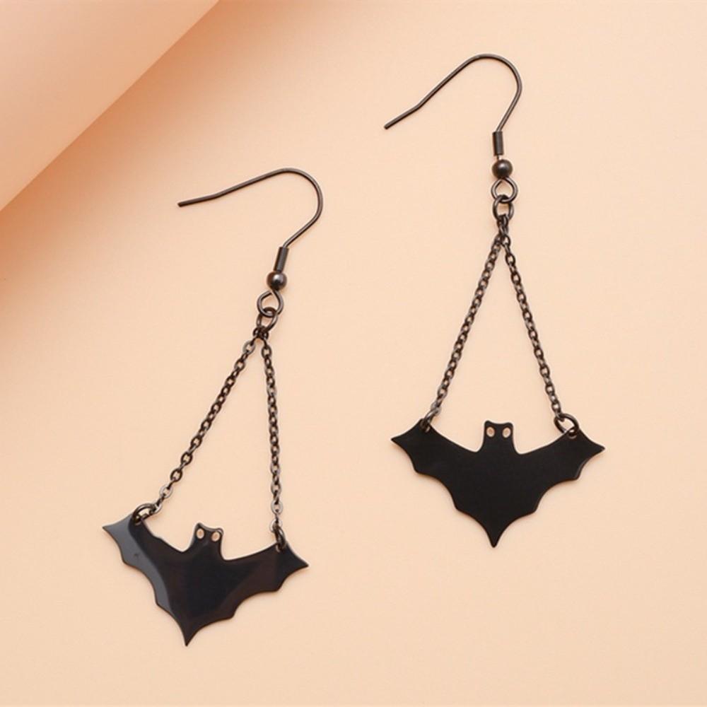 Dark Style Halloween Necklace Red Rhinestone Heart Bat Earrings Steampunk Gothic Choker Cosplay