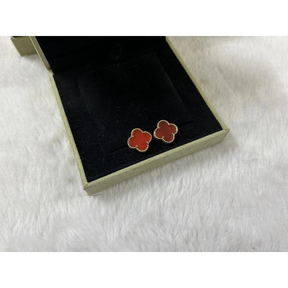 Серьги «Счастливый четырехлистный клевер» высокой версии для женщин, 18K, модная легкая роскошь, натуральный белый перламутр, пара серег