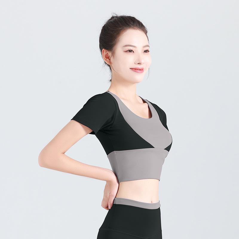 Женский топ для йоги Juyitang с короткими рукавами, в цвете, без бюстгальтера, с открытым пупком, одежда для фитнеса