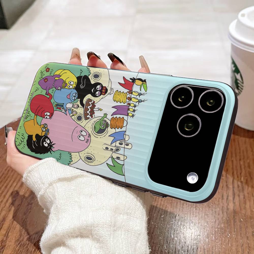 Мультяшный чехол для телефона Барбапапа для IPhone 17 16 15 14 13 12 11 Гофрированный матовый мягкий чехол Противоскользящий