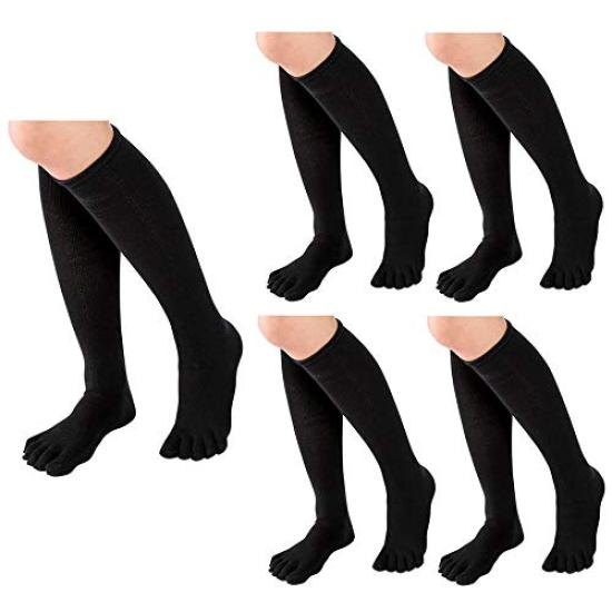 Nursery Compression Knee Socks for 5 Pairs Sizes Black 9000024A Five-Toe Nurses, Medical, Office, Women's, (x 1), 23-25, (5 Pairs)