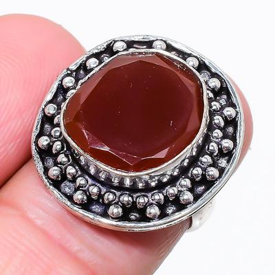 Ювелирное кольцо из серебра 925 пробы с драгоценным камнем сердоликом, размер 7 E6A45