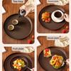 Round Shape Imitation Wooden Tray 20/26/32/38cm Decorative Tray Durable Wood Platte  Dinner Serving